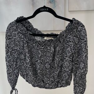Kohl's Black and White Paisley Blouse